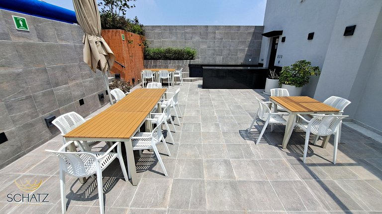 Super Chic Depa p/5 con Rooftop Pool y Gym en Roma Norte