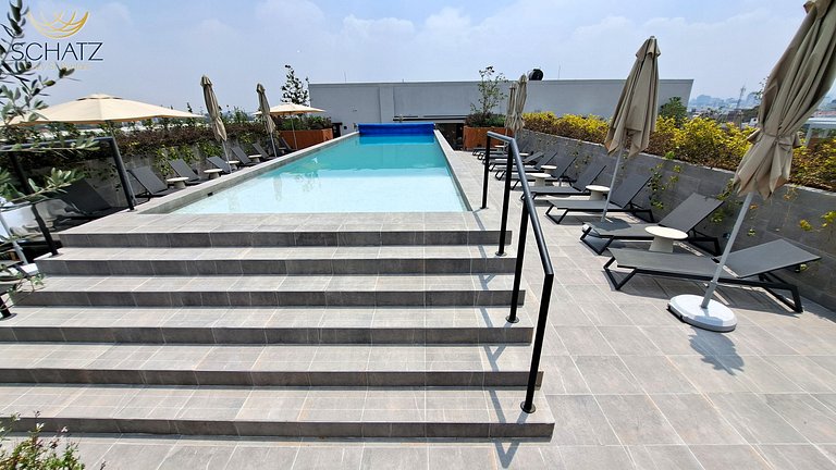 Super Chic Depa p/5 con Rooftop Pool y Gym en Roma Norte