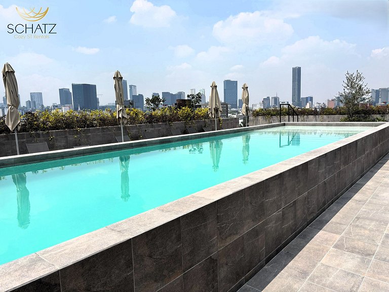 Super Chic Depa p/5 con Rooftop Pool y Gym en Roma Norte